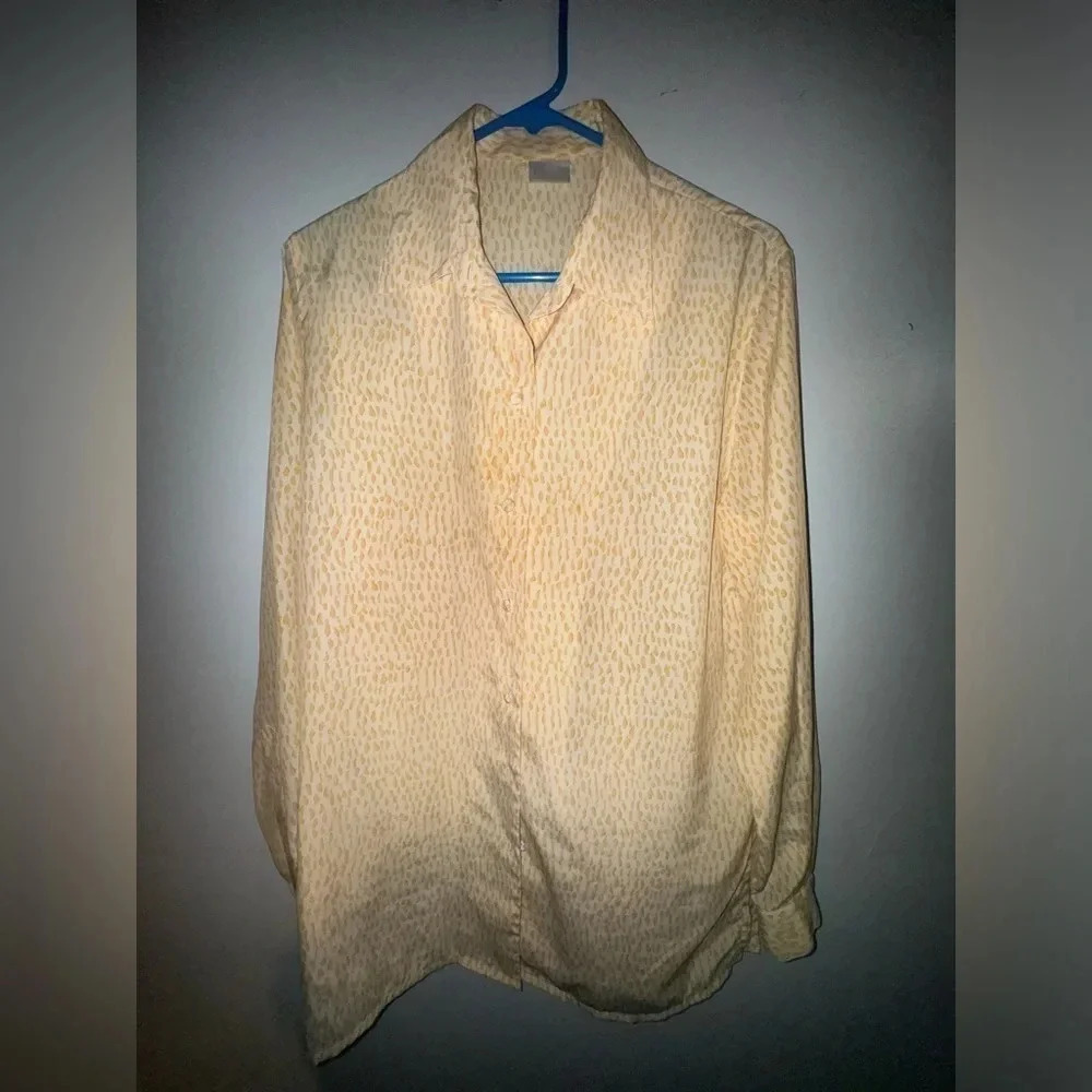 Blythe women's yellow white long sleeve vintage office‎ shirt medium large